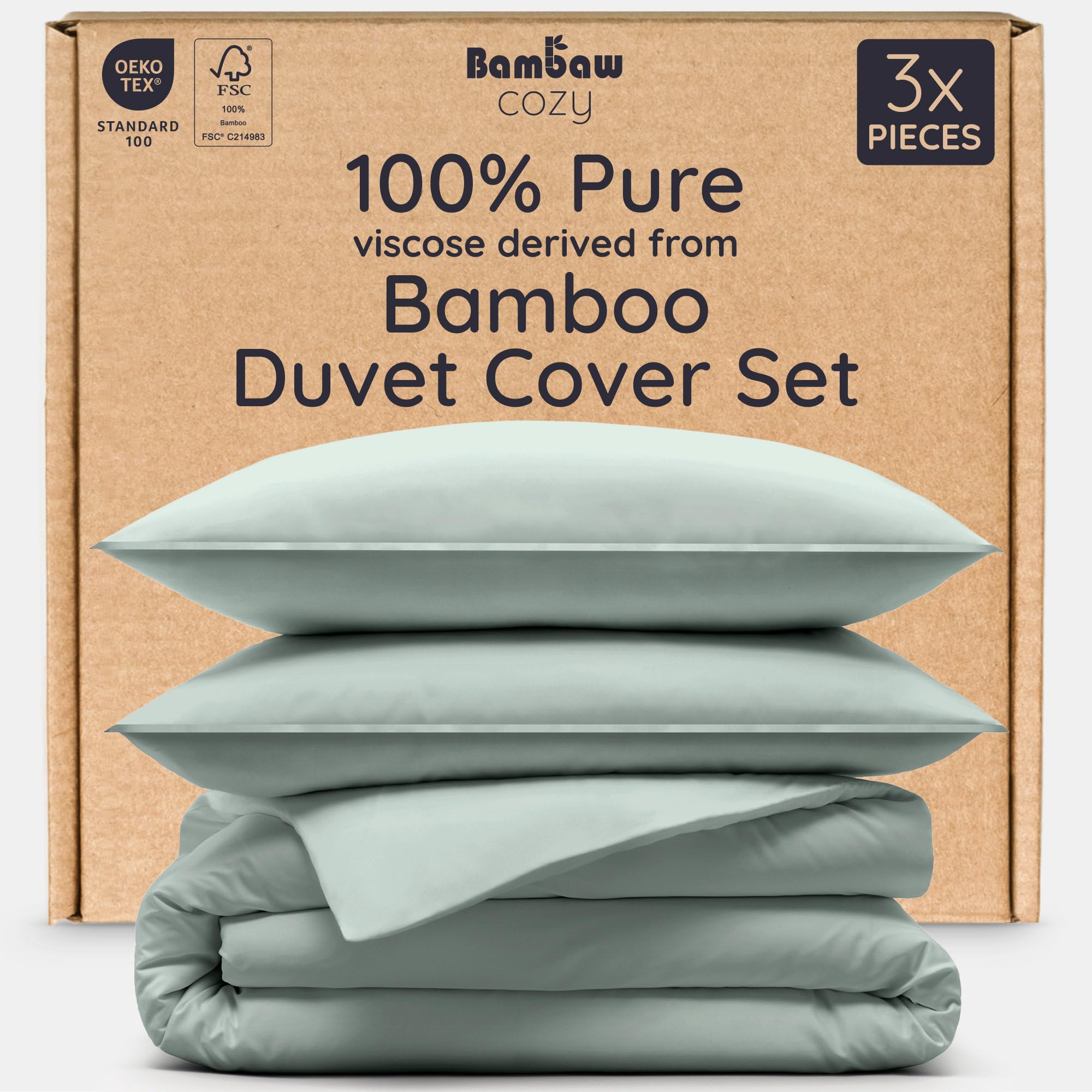 Bambaw 100% Viscose Derived from Bamboo Duvet Cover Queen Size – 3 Pieces Coolin