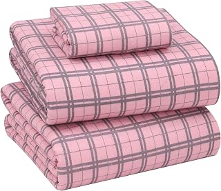 RUVANTI 100% Cotton Flannelette Bed Sheets Extra Large 3 Piece Check