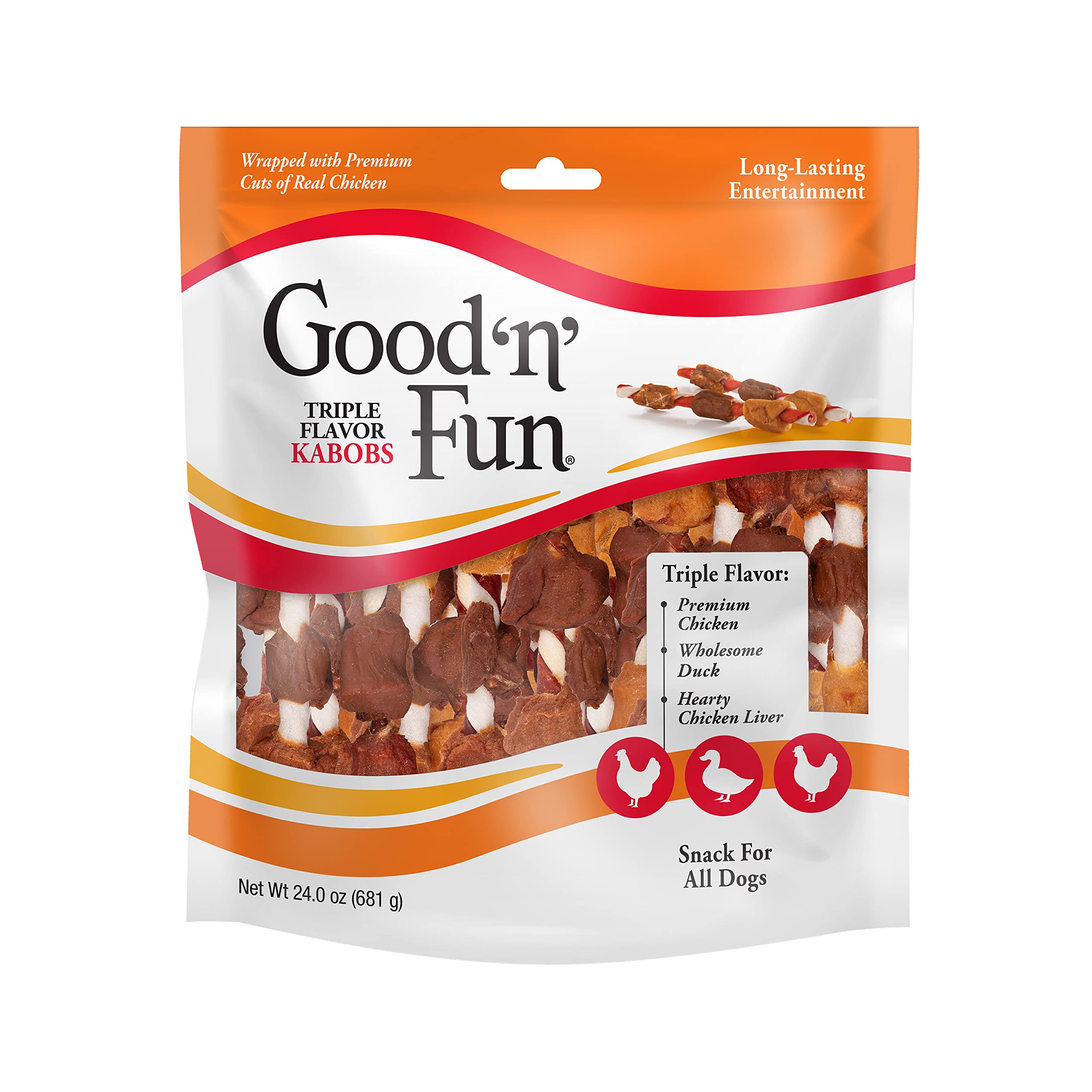Good 'n' Fun Kabobs Long-Lasting Dog Treat Made With Real Protein, 24 oz | Premi