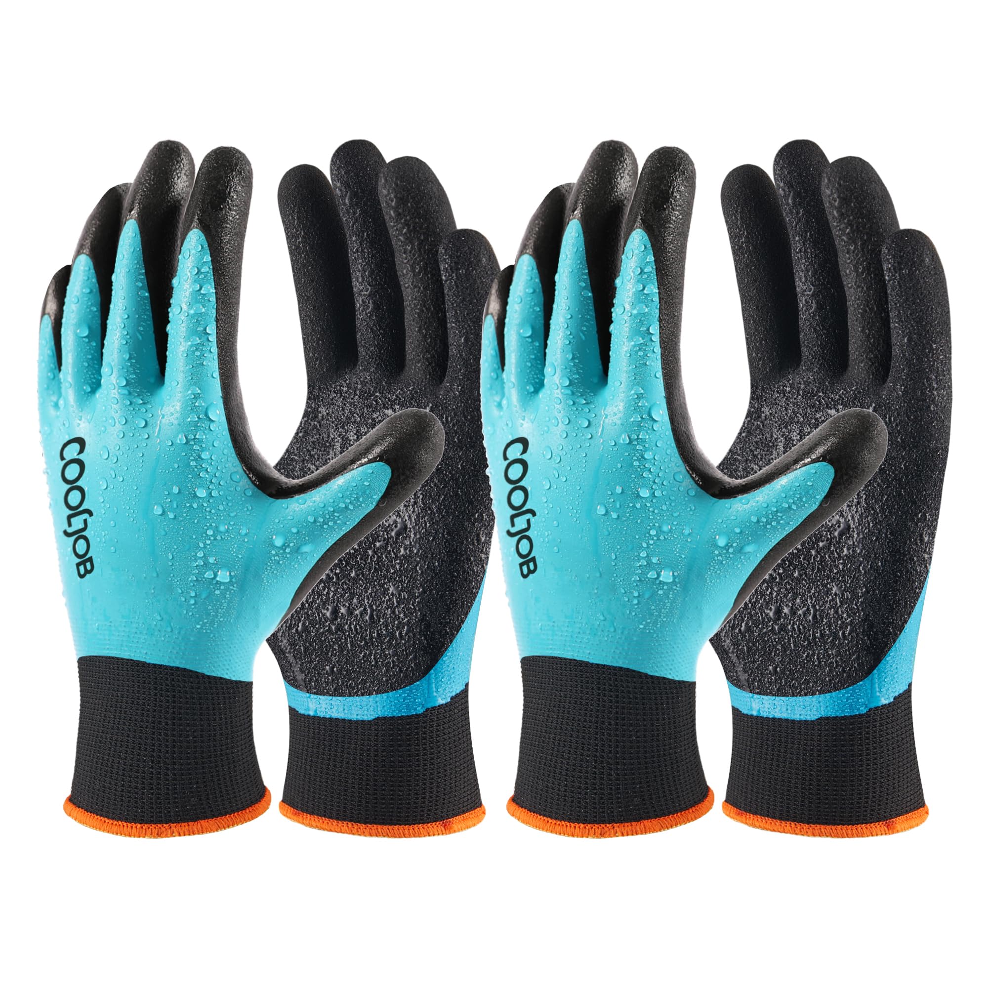 COOLJOB 2 Pairs Blue Waterproof Gardening Gloves, Large | For Men & Women, Work 