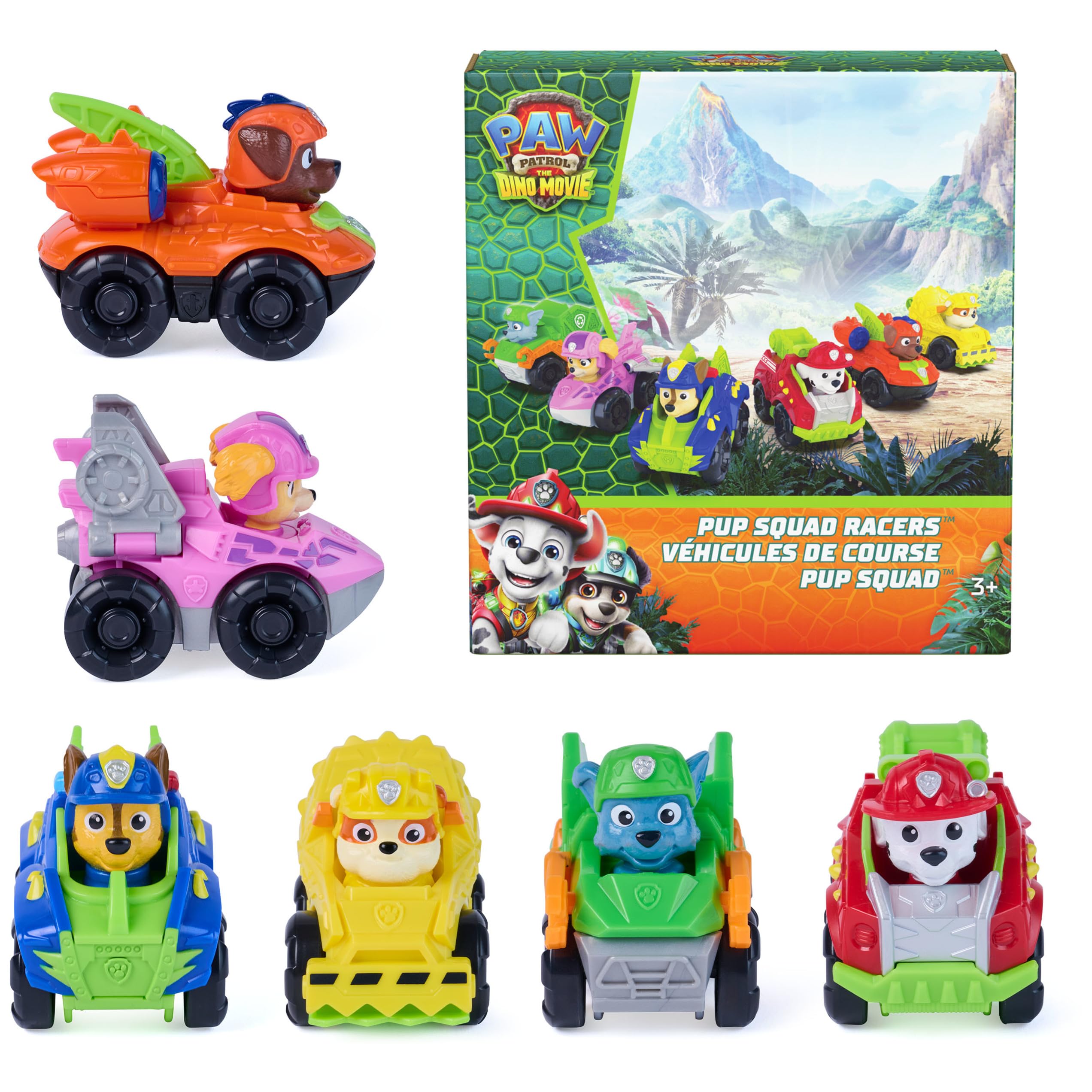 PAW Patrol The Dino Movie Pup Squad Racers Toy Car 6-Pack | 6-Pack Pocket Sized 