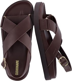 CUSHIONAIRE Eden - Sandali da donna, comodi sandali con supporto per arco plantare, con plateau, cinturino posteriore e memory foam, Cioccolato, 6.5