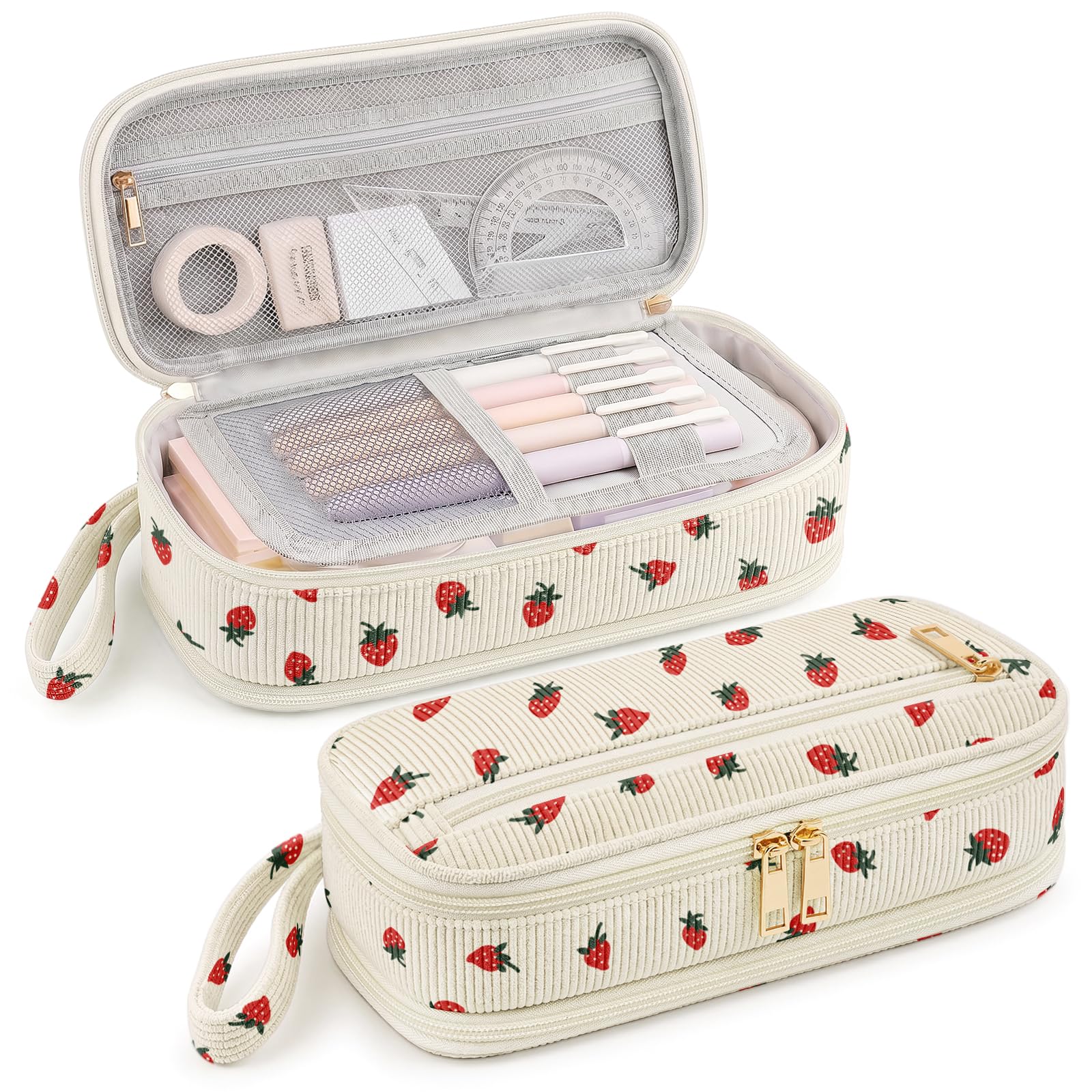 Large Capacity Pencil Case, Big Capacity Pencil Pouch Stationery Pen Bag with Du