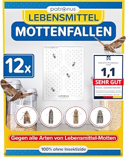 Food Moth Trap [Pack of 12] | Moth trap against food moths with maximum attraction - pheromone trap with high-performance glue for infestation