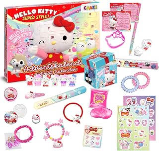 CRAZE Hello Kitty Advent Calendar 2026 – 24 Surprise Toys with Figures, Jewellery, Hair Accessories & Slap Bands – Girls Toy Xmas Countdown Calendar