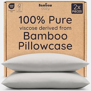 Bambaw 100% Viscose Derived from Bamboo Pillowcase King Size – Set of 2 Cooling Pillow Cases for Hair Protection with Envelope Closure, Breathable & Anti Acne Pillowcase (Moonlight Gray)