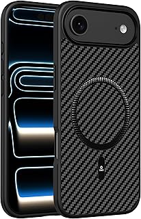Ones Magnetic Case for iPhone 17 Air, Compatible with MagSafe, Carbon Fibre Texture, Military Drop Protection, Heavy Duty Shockproof Scratch Resistant Case, Black
