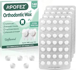 Orthodontic Wax for Braces 7mm Large Size Pre-Cut Bowl Shape Dental Wax Dot | Unflavored 140Count with Strong Adhesion for Braces, Aligners, Retainers, Gum Irritation Relief