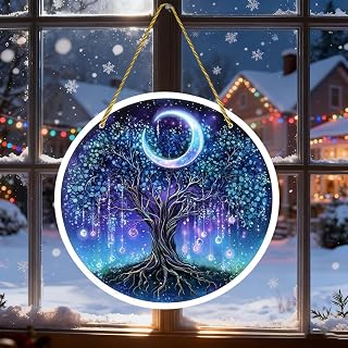 Suncatcher Home Decor Colorful Acrylic Window Hanging Round Decor Wall Art Ornament for Living Room Bedroom Garden Porch 20x20cm