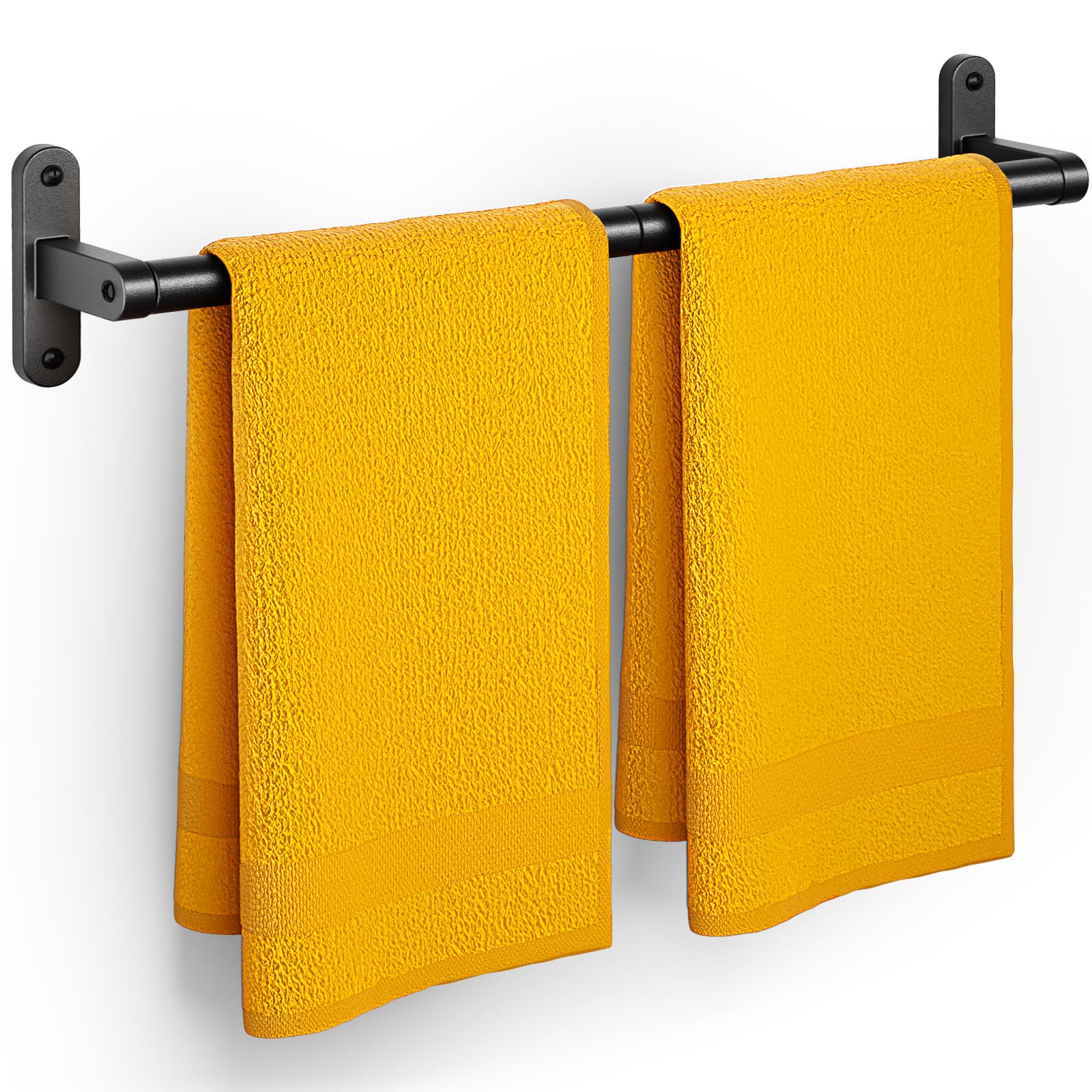 Powools Matte Black 24" Towel Rack, Rustproof Wall Mounted Towel Bar | Bathroom,