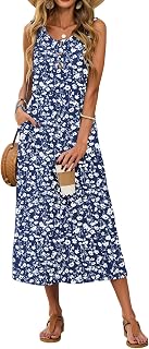 SimpleFun Womens Summer Dresses Casual Midi Sleeveless Loose Beach Sundress