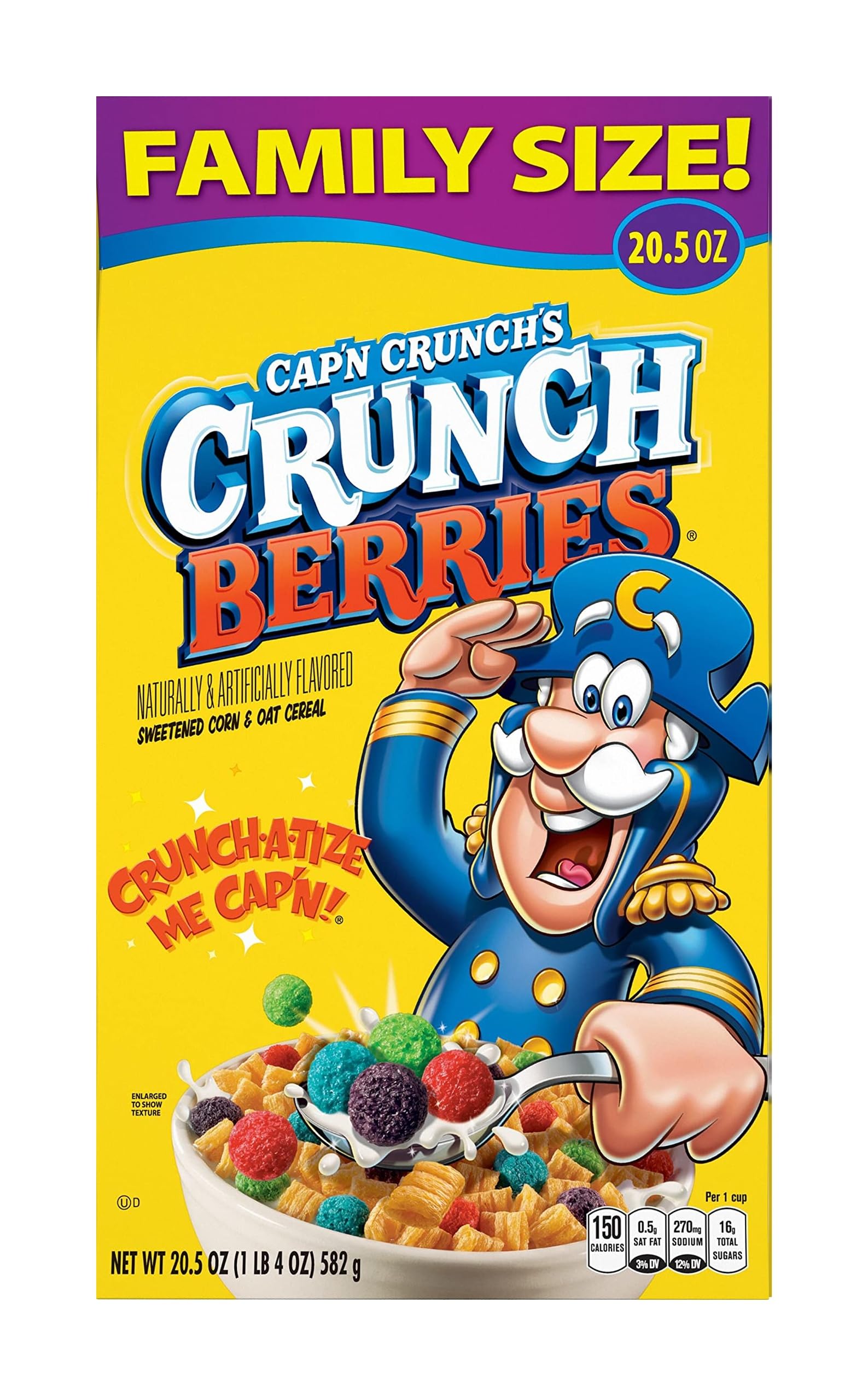 Cap'n Crunch Cereal, Crunch Berries, 20.5oz Box