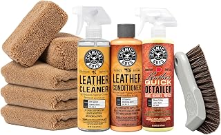 Chemical Guys HOL303 Leather Cleaner and Conditioner Detailing Kit, for Interiors, Leather, Apparel, Furniture, Boots, and More (Works on Natural, Synthetic, Pleather, Faux Leather and More), 9 Items