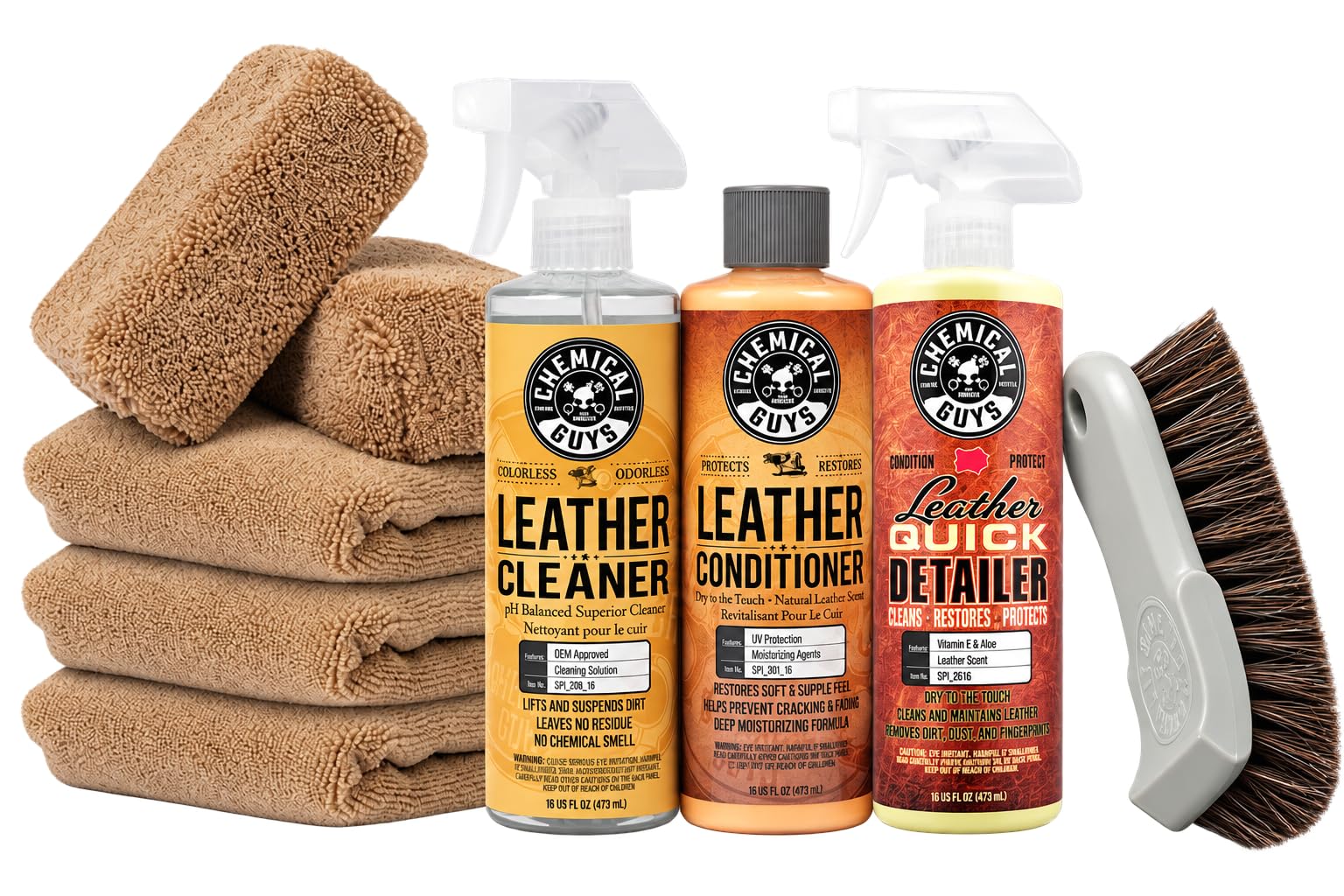 Chemical Guys HOL303 Leather Cleaner and Conditioner Detailing Kit, for Interior