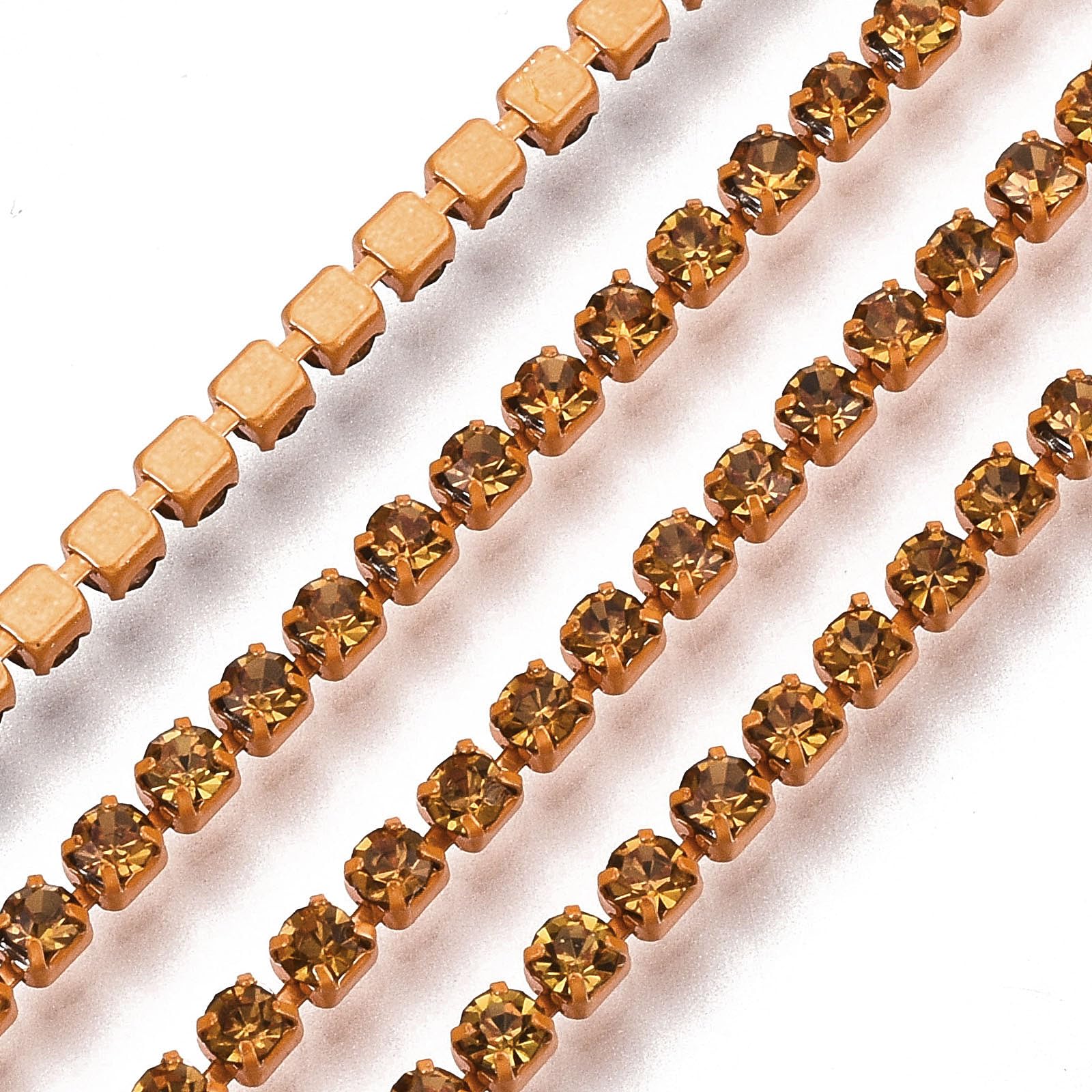 KISSITTY 2mm Rhinestone Chain 10 Yards Dark Orange Color SS6.5 Crystal Trim Cup 