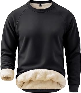 Boladeci Mens Sherpa Sweatshirt Fleece Crewneck Pullover Winter Warm Shirt