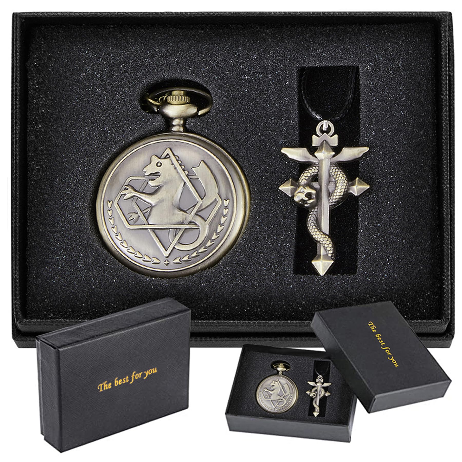 Nostalgia Movie Theme Design Alloy Quartz Pocket Watch with Necklace Chain