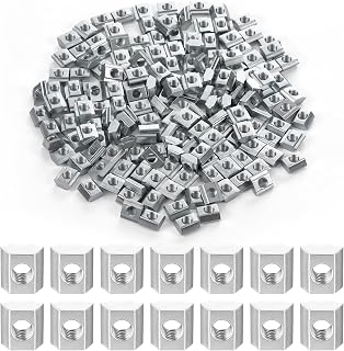 ElaraBerry M5 T Slot Nuts, 200 Pcs 2020 Series Sliding T Nuts | Zinc-Plated Carbon Steel Hammer Nuts, for 20x20 Aluminum Extrusion, M5 Metric Threads, for DIY Builds and Repairs