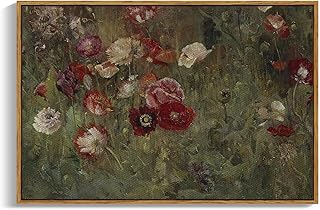 InSimSea Framed Canvas Wall Art Vintage Decor, Flowers Canvas Wall Art Modern Farmhouse Decor, Botanical Wall Art Painting for Office, Bedroom Bathroom Office home Decor, 24"x36"