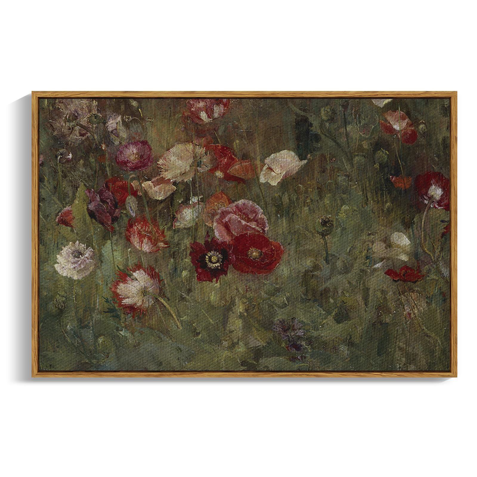 InSimSea Framed Canvas Wall Art Vintage Decor, Flowers Canvas Wall Art Modern Fa