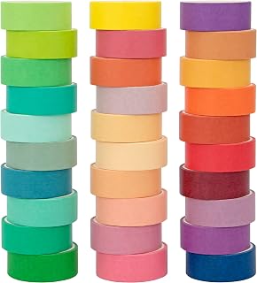 Washi Tape Set 30 Rolls, Decorative Tape, Colored Tape, Scrapbook Tape, Craft Tape for Scrapbook Supplies, Journaling, Washy Tape, Washy