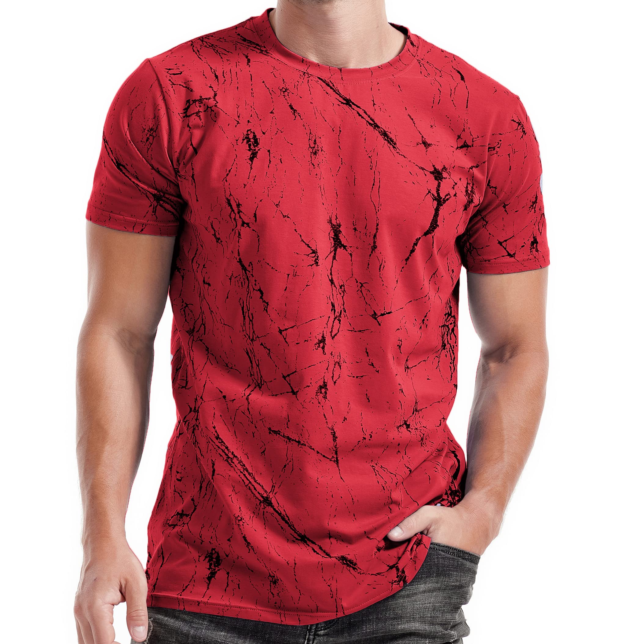RONOMO Men's Round Neck Short Sleeved T-Shirt | Medium Elasticity | Soft and Bre