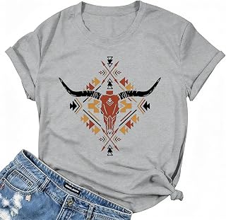 Western Cowgirl Vintage T-Shirt for Women Retro Rodeo Country Music Wild West Graphic Short Sleeve Tops