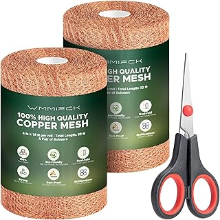 3rd Gen Copper Mesh Rodent Control, 100% Pure Copper Wool for Mice & Slugs | 2 Rolls Copper Wire Mesh Screen for Pest Control - Slug & Snail Barrier, Rats Deterrent, Copper Steel Wool with Scissors