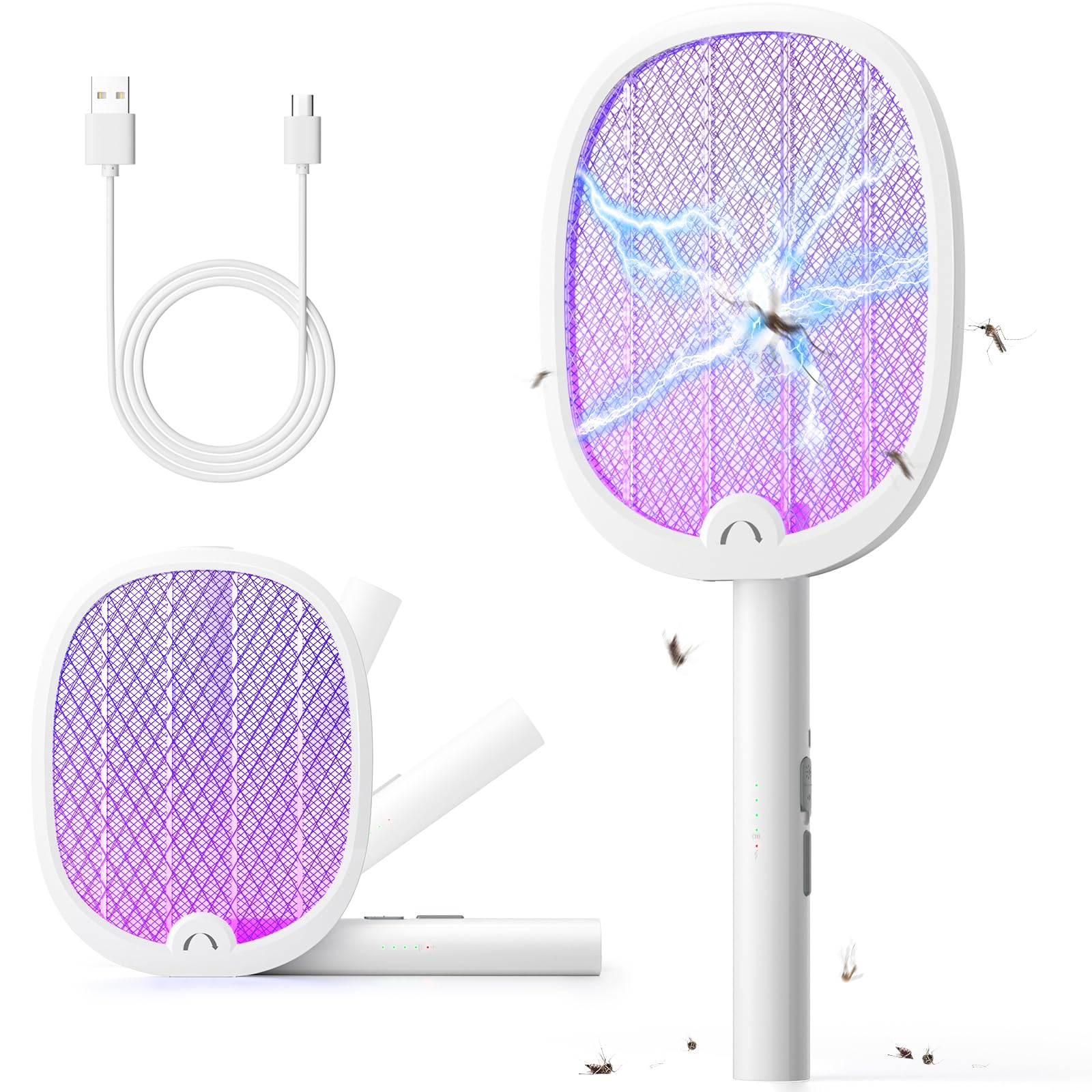 YISSVIC Bug Zapper Racket Electric Fly Swatter Fly Zapper Indoor Outdoor Recharg