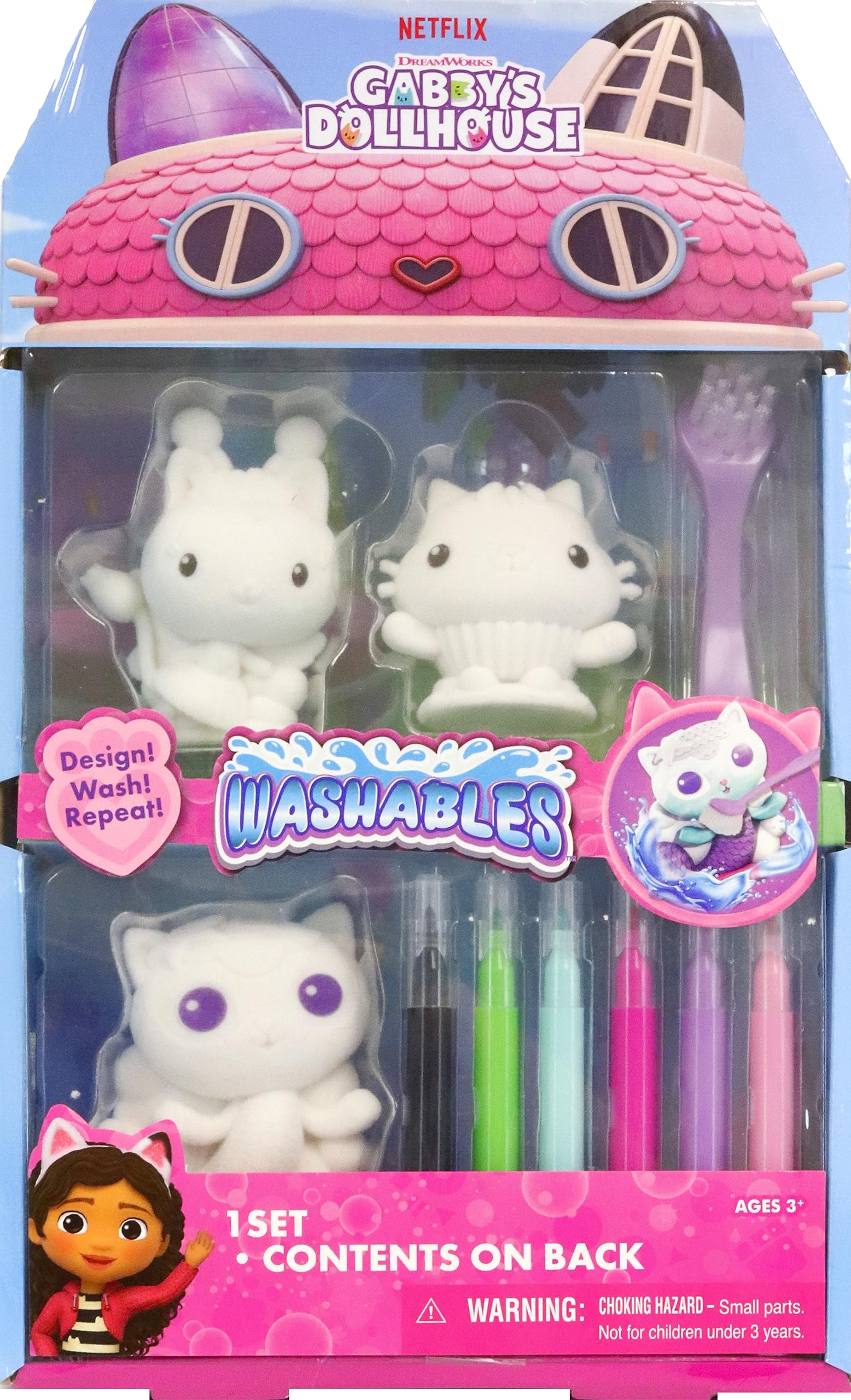Tara Toys Gabby's Dollhouse Washables Set Color and Wash Reusable Figures with M