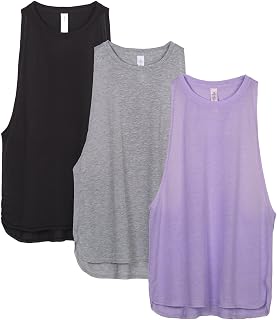 icyzone Women Casual Sleeveless Sports Tank Top Loose Exercise Yoga Running Tank Tops, Pack of 3