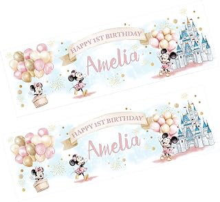 Cute Mouse Banner x 2. Personalised Party Banner. Party Decoration, Birthday Gift, Minnie party banner