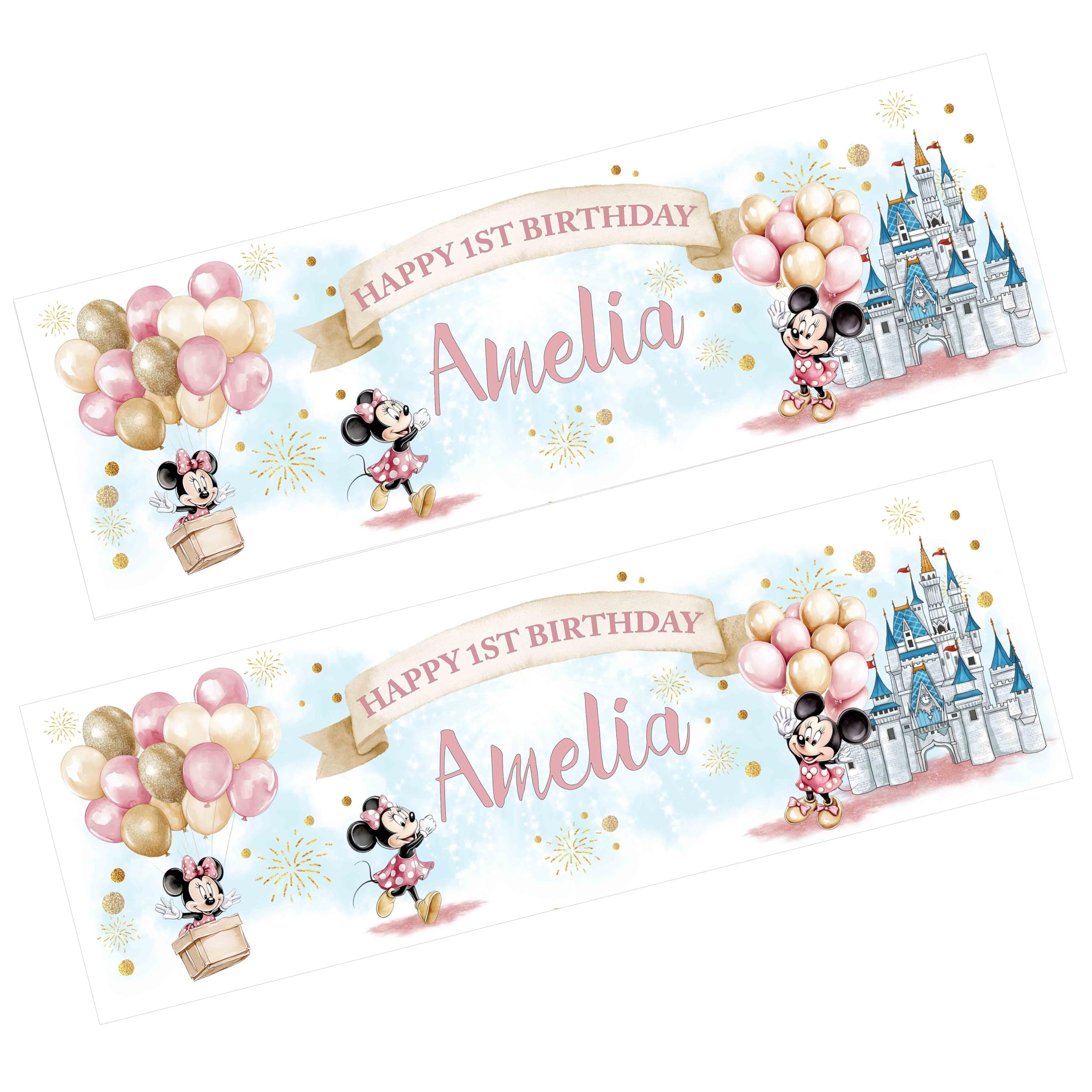 Cute Mouse Banner x 2. Personalised Party Banner. Party Decoration, Birthday Gif