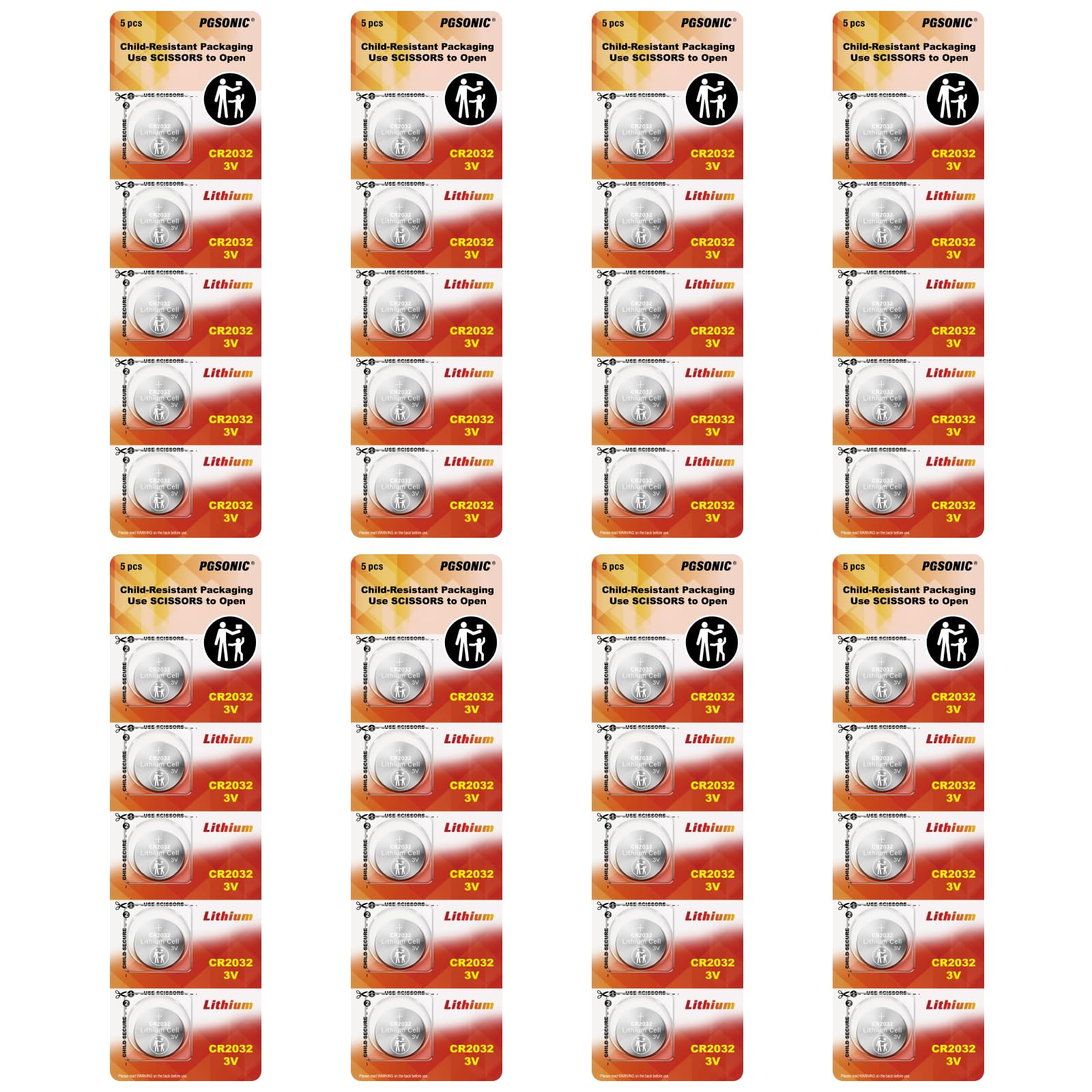 40 Pack CR2032 Batteries, 3V Lithium Coin Battery for Small Electronic Devices, 