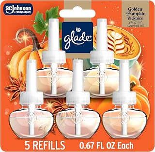 Glade® PlugIns® Scented Oil 5 Refills, Air Freshener, Golden Pumpkin & Spice, 3.35 fl oz, Pack of 5
