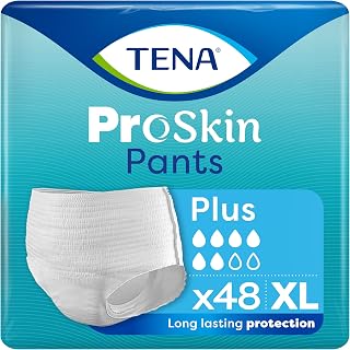 TENA ProSkin Pants Plus, Incontinence Underwear, XL, 4 Packs (48 Count) | Incontinence Underwear for Men & Women, Moderate to Heavy Leakage, Fast Absorption, Odour Control & Triple Skin Protection