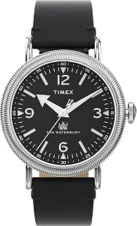 Timex Men's Waterbury 40 mm Watch - Brown Leather Two-Piece Quick Release Strap Silver-Tone