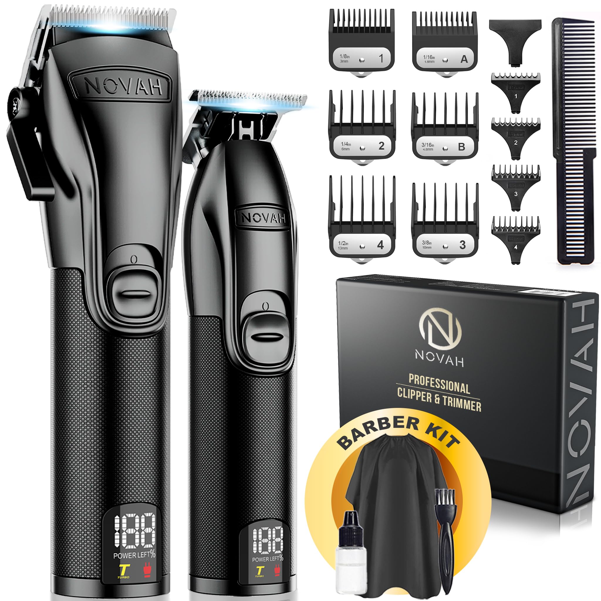 Novah® Professional Hair Clippers for Men, Professional Barber Clippers and Trim