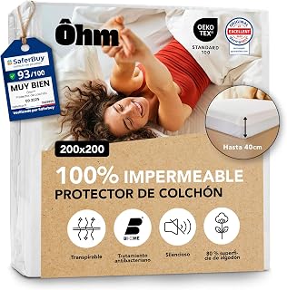 Ôhm Waterproof Mattress Protector 200 x 200 cm Cotton Anti Dust Mite