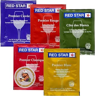 Red Star Sampler Wine Yeast (5PK) Sold by CAPYBARA Distributors Inc. | Great for Making Wine Cider Mead Kombucha at Home, 5 g Sachets, Saccharomyces cerevisiae