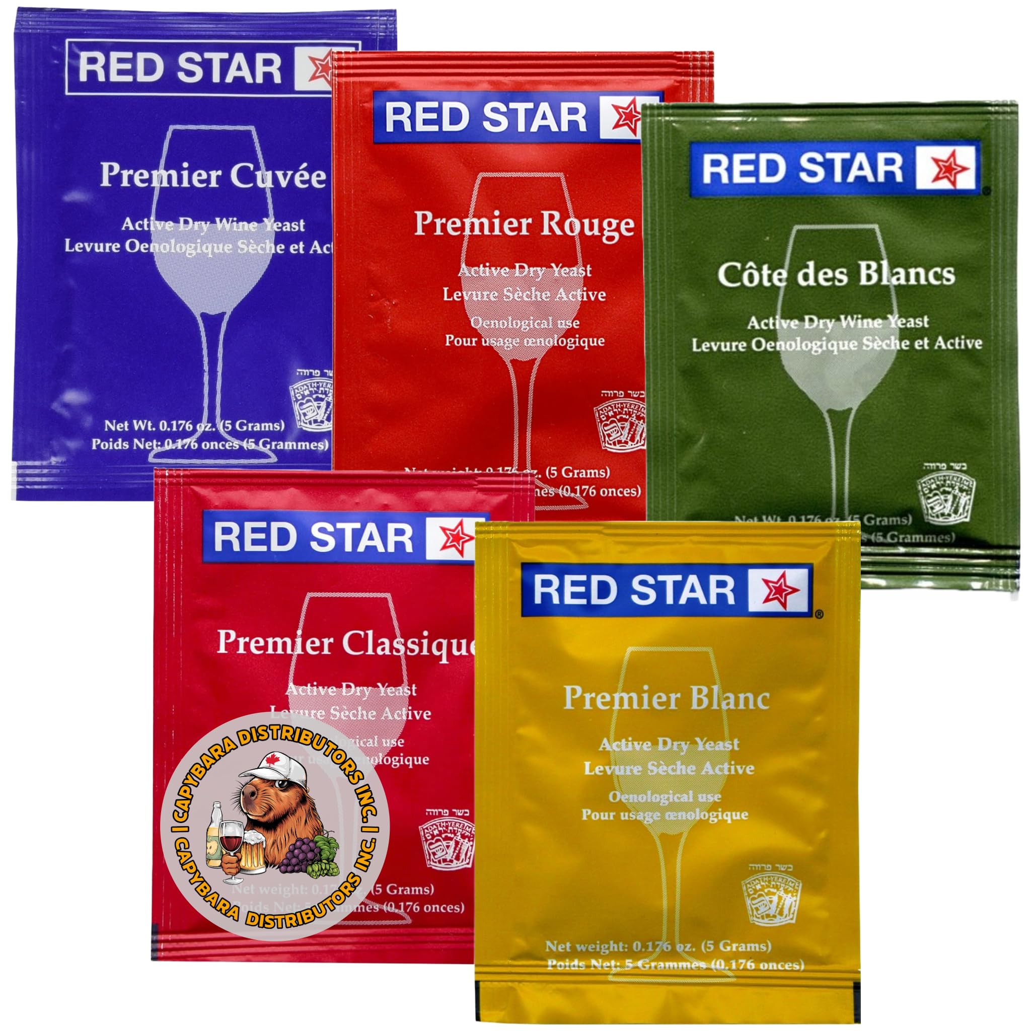 Red Star Sampler Wine Yeast (5PK) Sold by CAPYBARA Distributors Inc. | Great for