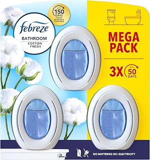 Febreze Bathroom, Continuous Air Freshener Cotton Fresh, 3 Unit, Fights Odour and Freshens