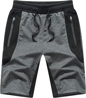 Tansozer Mens Gym Shorts Summer Running Shorts with Zip Pockets