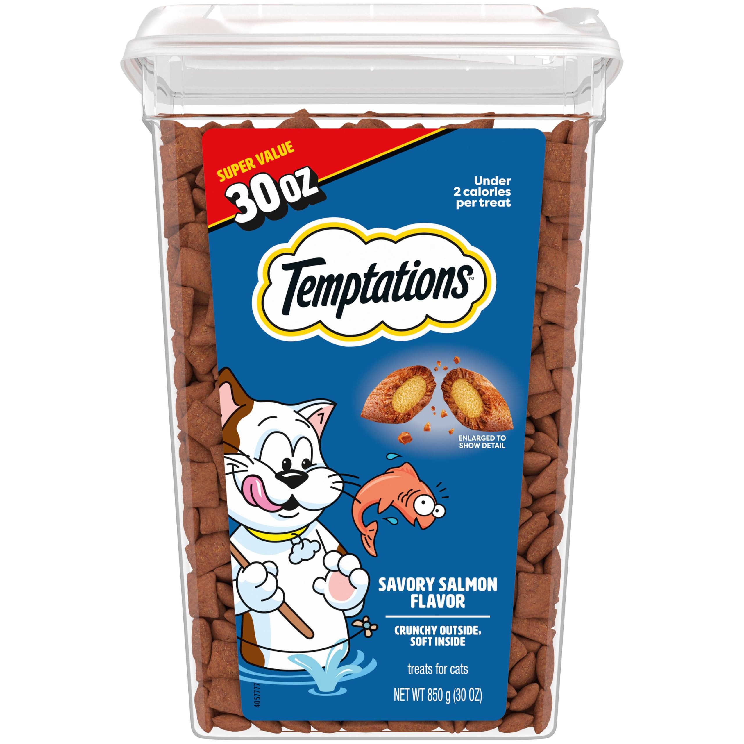 Temptations Classic Crunchy and Soft Cat Treats, Savory Salmon, 30 oz | Crunchy 