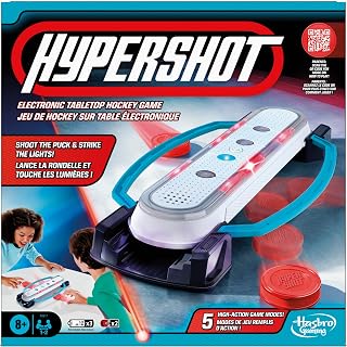 Hypershot Electronic Tabletop Hockey Game | 5 Games in 1 | Music, Lights, and Sounds | Ages 8 and Up | for 1 to 2 Players | Kids Board Games (English & French)