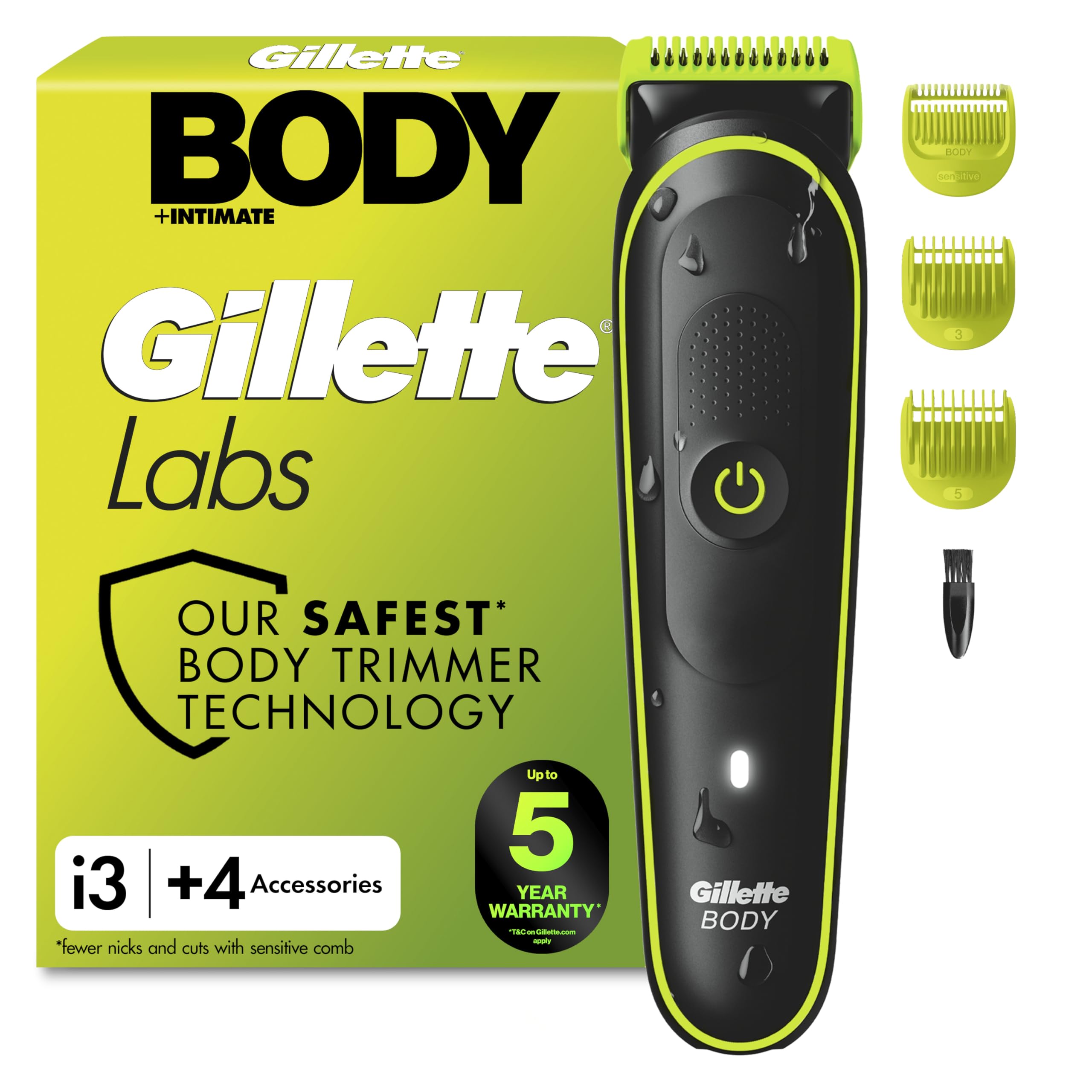 GilletteLabs i3 Body + Intimate Hair Trimmer for Men, with 2 Combs | Precision B