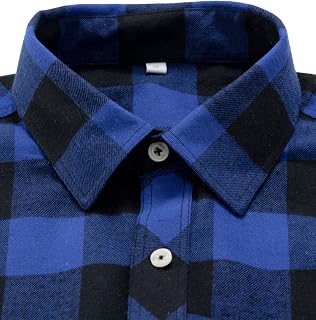 Alimens & Gentle Men's Button Down Regular Fit Long Sleeve Plaid Flannel Casual Shirts