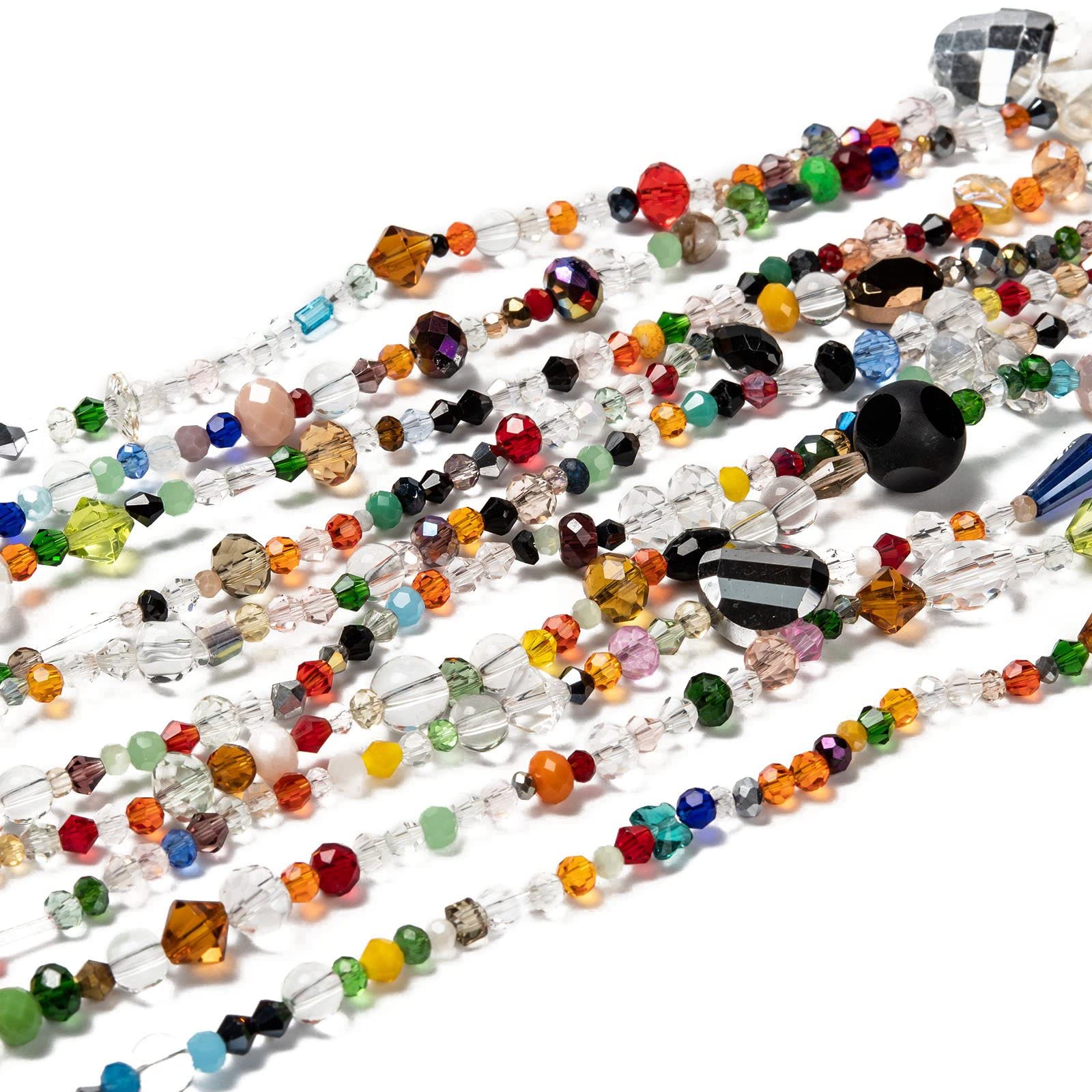 About 85~100pcs Mixed Electroplated Glass Beads, 2~15x2.5~13.5mm, Mixed Color Fa