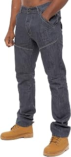 New Mens ENZO Designer Straight Leg Blue Black Darkwash Denim Jeans All Waist