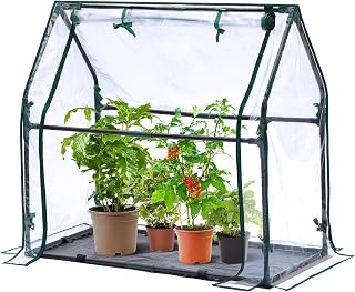 Ohuhu Mini Greenhouse 36x18x33 Inch, Indoor Outdoor with Waterproof Pad | Green House Seed Starter with Zippered Door, Heavy Duty PVC Cover, Plant Nursery, for Germination, Serre Interieur